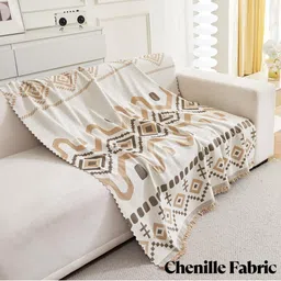 HOMETHREADS Beige Embroidered Sofa Cover image 4