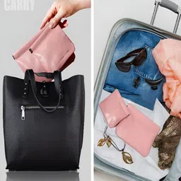 HOUSE OF QUIRK Pink Set of 3 Water Resistant Makeup Organiser Organisers image 2