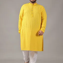 SOJANYA PLUS Men Embroidered Regular Sequinned Pure Cotton Kurta with Churidar-picture-1