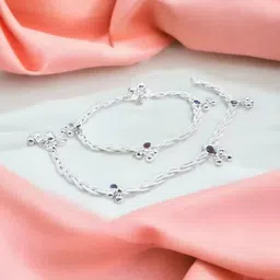 AamNa Enterprises Silver-Plated Artificial Beads Anklet image 2