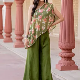 KASYA Floral Printed One Shoulder Top With Palazzo-image-30