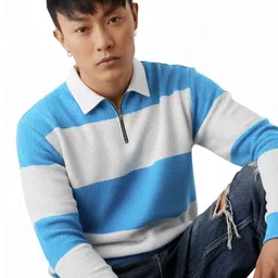 Try This Striped Polo Collar Regular Fit T-shirt-image-0