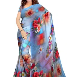 SHIVAM FABRICS Floral Poly Georgette Saree-picture-27