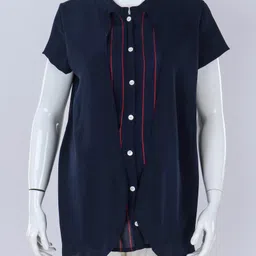 Kriti Half Sleeves Striped Maternity Top - Blue-image-23