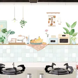 INDIAN ROYALS Green & Pink Printed Waterproof Heat Resistant Self Adhesive Wall Stickers-picture-37