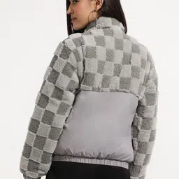 PINACOLADA Checked Spread Collar Lightweight Bomber Jacket image 4