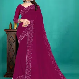 meaven feb Women Pure Georgette Graceful Saree with Exquisite Diamond Embellishment Heavy Work Saree-picture-25