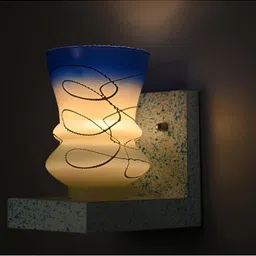 1ST TIME Blue & Blue Textured Wood Contemporary Abstract Shaped Shaped Wall Lamp image 5