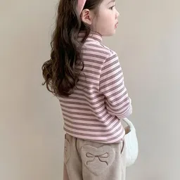 LULU & SKY Girls Striped High Neck Smiley Regular Top image 4