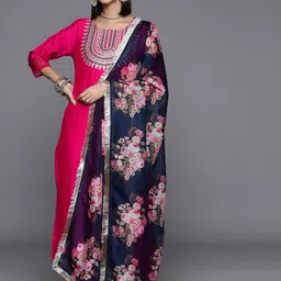 all about you Women Ethnic Motifs Embroidered Kurta with Trousers & Dupatta-image-5