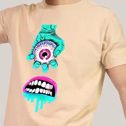 Greylongg Typography Printed Raw Edge Round Neck T-shirt image 2