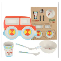 FunBlast Bamboo Fiber Dinner Set Of 5 Pieces (Colour May Vary) image 2