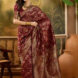 SHADOW & SAINING Woven Design Zari Banarasi Saree-picture-24