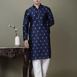 PulseIQ Men Jacquard Straight Kurtas image 3