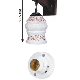 1ST TIME Brown & White Printed Wood Traditional Abstract Shaped Shaped Wall Lamp image 3