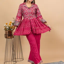 KIDAR Printed Collar Neck Tunic & Trouser Co-Ords Set-picture-30