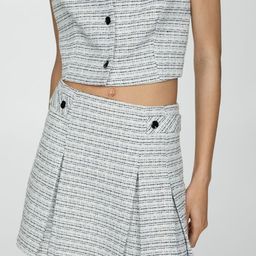 MANGO Women Tweed Buttoned Mini Skirt-picture-1