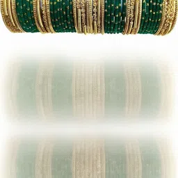 TRIOXY Green Glass Artificial Stones & Beads Bangle image 1