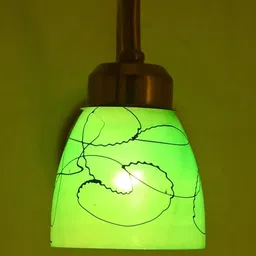 1ST TIME Green & Black Printed Glass Traditional Cylinder Shaped Wall Lamp image 2