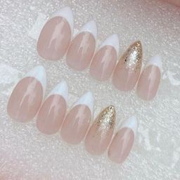 AMOK STORE Set Of 12 Press-On Nails With Mini Nail Filer & Nail Glue- Pink & Gold-picture-45