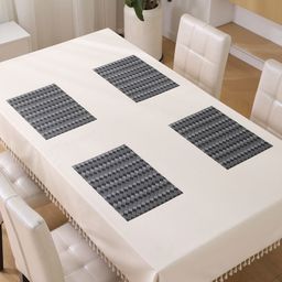 HOKIPO Black & White 4 Pieces Geometric Printed Rectangle Table Placemats-picture-17