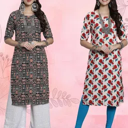Ethnic basket Women Pack Of 2 Multicoloured Crepe Kurtas-picture-25