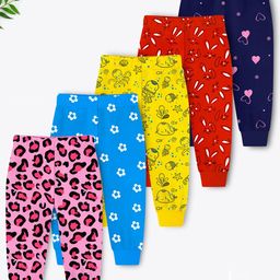 YK X Trampoline Girls Pack Of 5 All Over Printed Cotton Mid Rise Joggers-picture-24