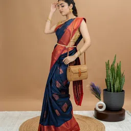 HELLA FASHIONS Ethnic Motifs Woven Design Saree With Unstitched Blouse Piece-picture-15