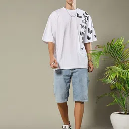 PRONK Graphic Printed Drop-Shoulder Sleeves Oversized Cotton T-shirt image 2