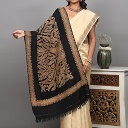 Exotic India Paisley Aari Embroidered Shawl-picture-36