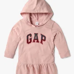 GAP Girls Embellished Logo Pure Cotton Sweatshirt Hooded Dress-image-92