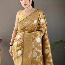 CANIZZARO Woven Design Zari Silk Blend Banarasi Saree image 4