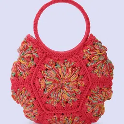 Magic Needles Floral Bucket Handheld Bag with Applique image 5