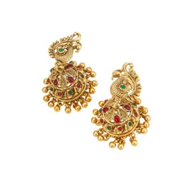 aadita Gold-Plated Stones-Studded & Beaded Temple Jewellery Set image 5
