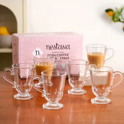 Nestasia Transparent Textured Glass Transparent Glass Set of Cups and Mugs-picture-19