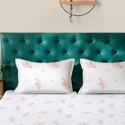 KLOTTHE White Floral Print 400 TC Bedsheet with 2 Pillow Covers image 3