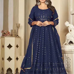 Warthy Ent Abstract Embroidered Semi-Stitched Dress Material-picture-28