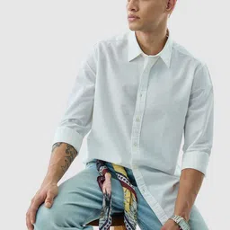 Snitch Men India Slim Fit Solid Spread Collar Cotton Casual Shirt-picture-26