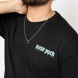 Mast & Harbour Men Typography Printed Pure Cotton Applique T-shirt image 2