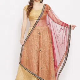 Clora Creation Ethnic Motifs Embroidered Dupatta with Beads and Stones-picture-3