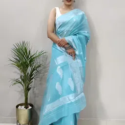 SWEETPEL Ethnic Motifs Woven Design Zari Banarasi Saree image 2