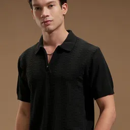 HIGHLANDER Men Self Design Polo Collar Relaxed Fit T-shirt-picture-21