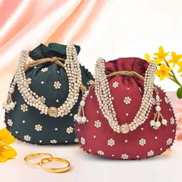 Kuber Industries Set Of 2 Embroidered Potli Clutches-picture-40