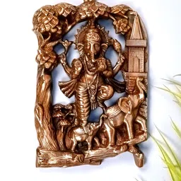 apka mart Bronze Ganesha Textured Metal Wall Hanging Decor-image-55