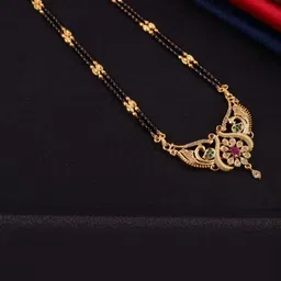 Laksh Enterprise Artificial Stones Studded And Beaded Peacock Design Mangalsutra-picture-30