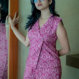 Moda Rapido Printed Mandarin Collar Sleeveless Top With Trouser image 5