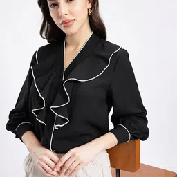 her by invictus V-Neck Ruffled Shirt Style Top-picture-29