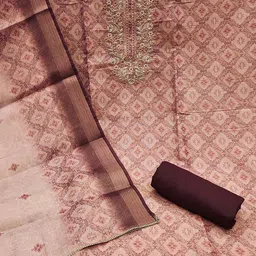 Peachmode Ethnic Motifs Embroidered Sequinned Unstitched Dress Material image 4