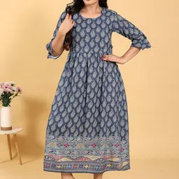 RITIJYA Ethnic Moitfs Printed Round Neck Zipless Maternity Ethnic Dresses-picture-45