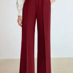 ADDYVERO Women Classic Straight Fit High-Rise Easy Wash Trousers-image-94